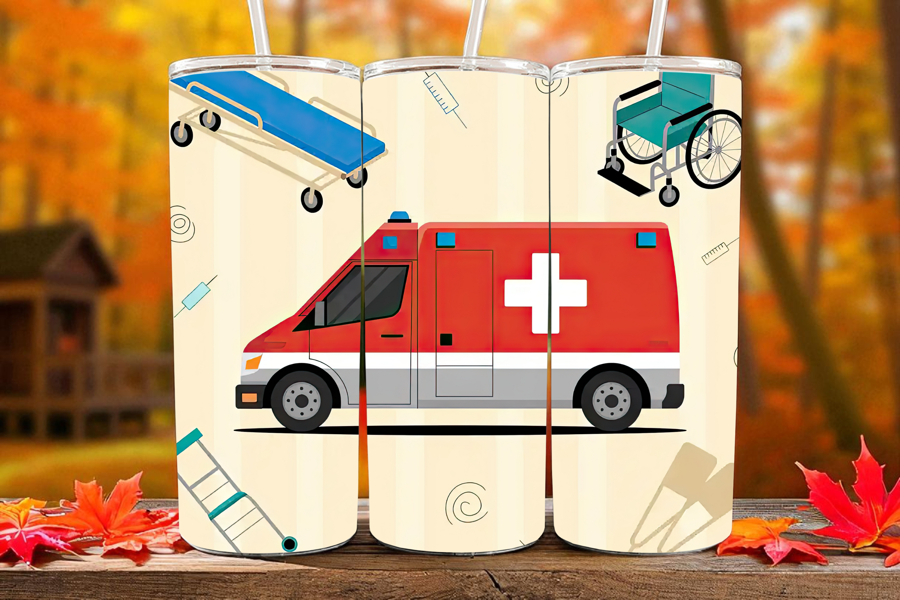 Paramedic Sublimation Tumbler – Ambulance & Medical Equipment Design 🚑💉